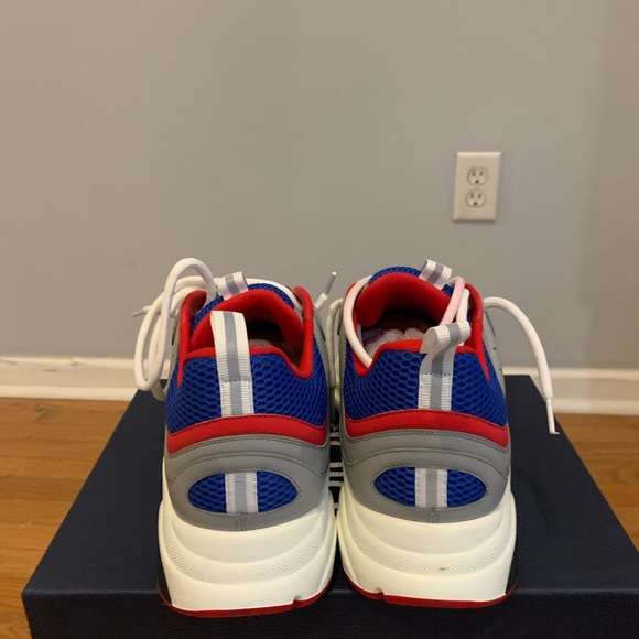 Dior blue/gray/red calf/mesh sneakers size 47 - Picture 4 of 6
